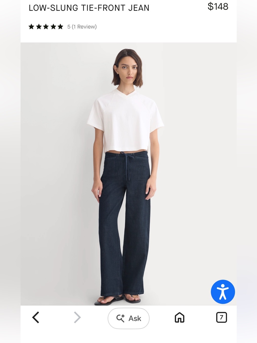 Everlane Dark Indigo Tie-Front Jeans